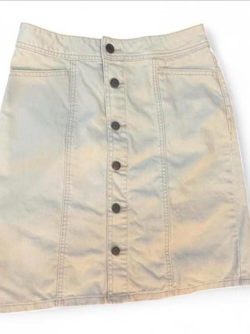Old Navy Cream Button-Front A-Line Mini Skirt